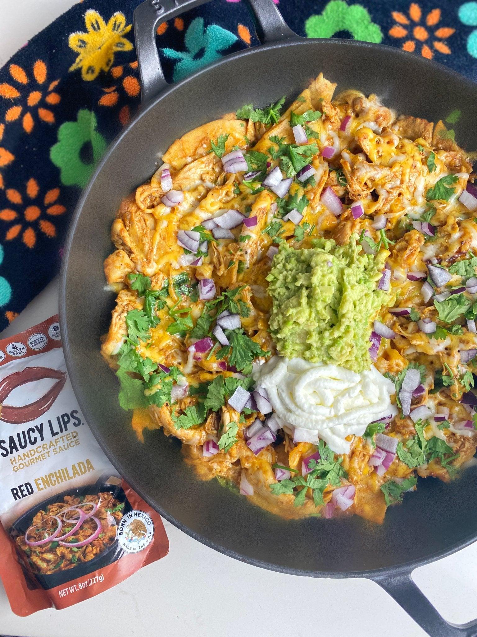 Chicken Enchilada Casserole - Saucy Lips Foods