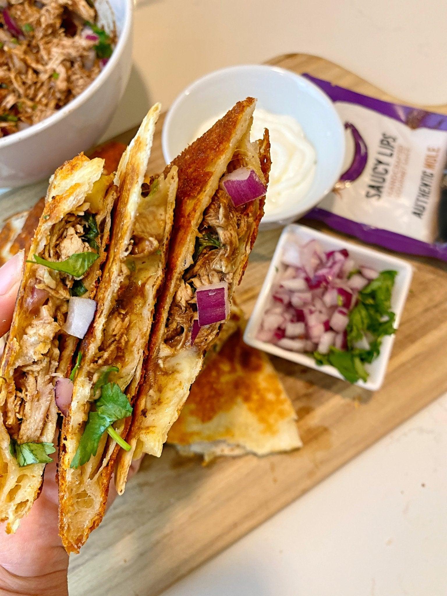 Chicken Mole Quesadillas - Saucy Lips Foods