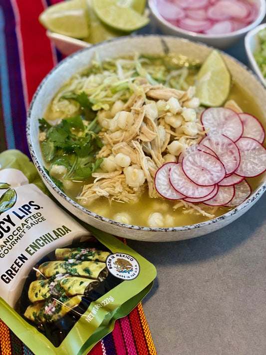 Green Pozole with Chicken - Saucy Lips Foods