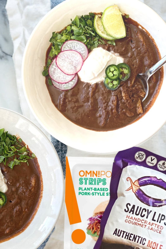 Mole Soup with OmniPork - Saucy Lips Foods