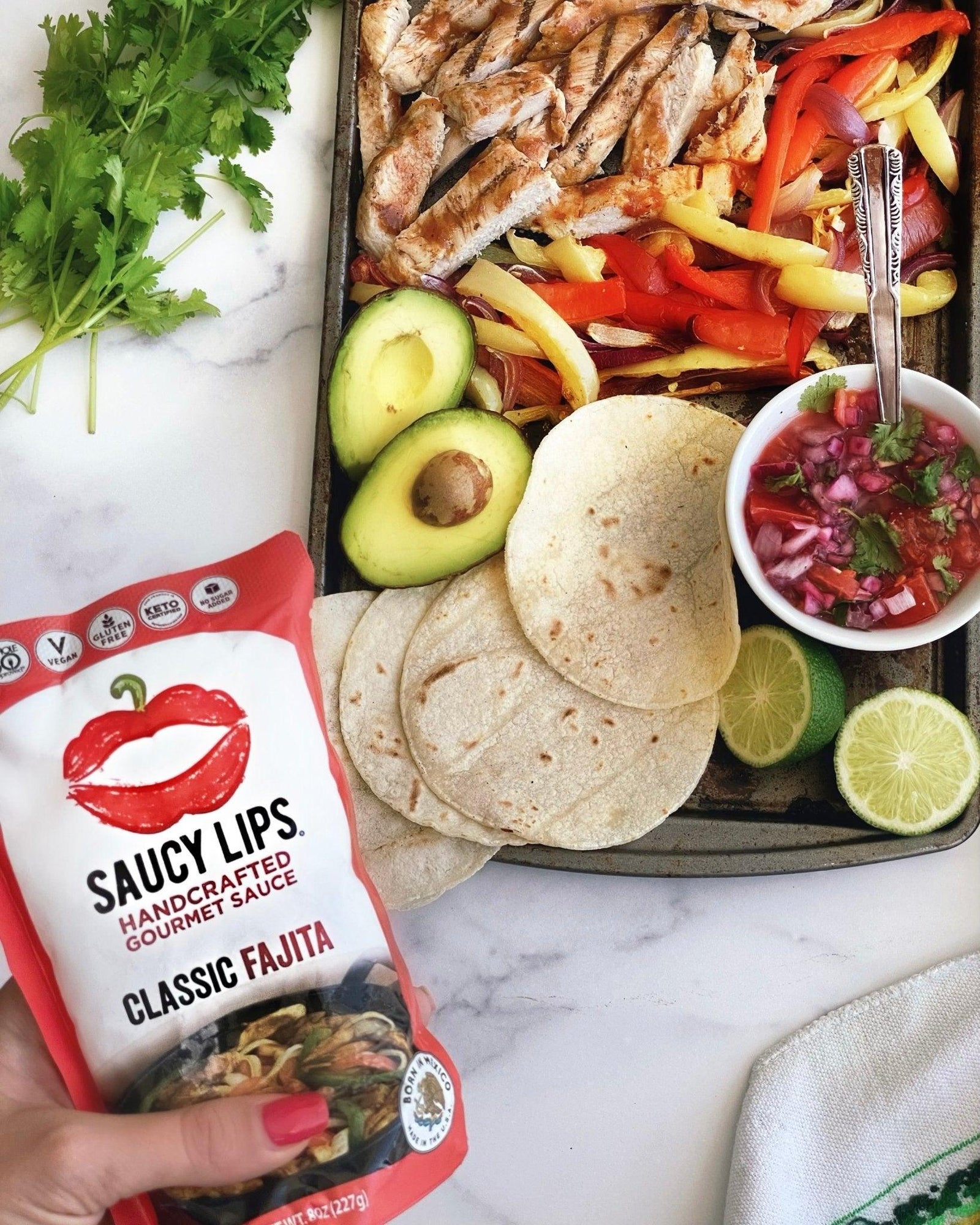 Sheet Pan Chicken Fajitas - Saucy Lips Foods