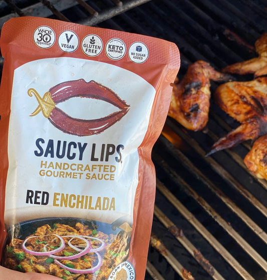 Wings in Red Enchilada Sauce - Saucy Lips Foods