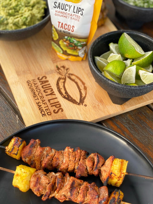 Al Pastor Skewers - Saucy Lips Foods - Authentic Flavors from the Heart of México