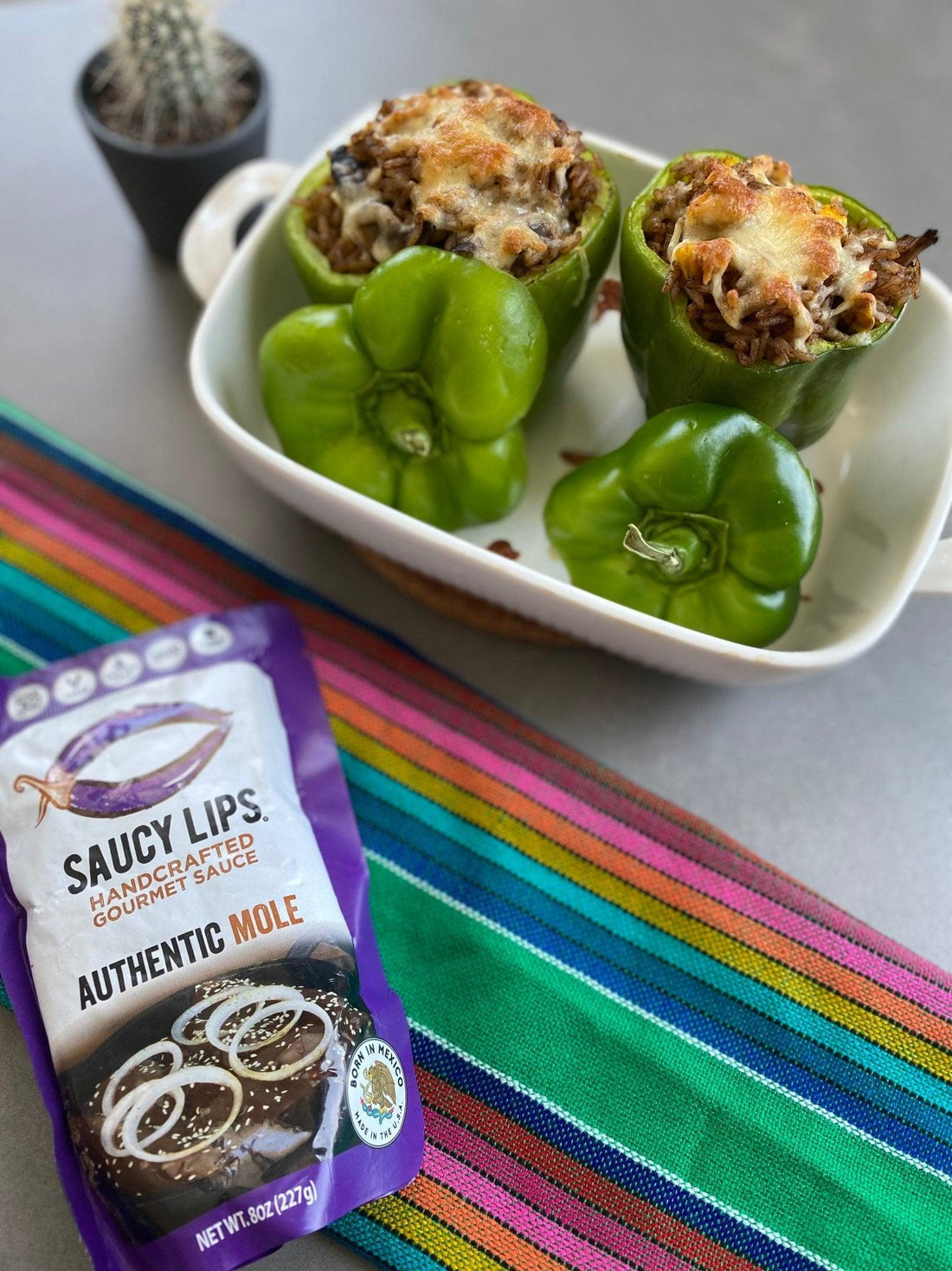 Mole Rice-Stuffed Peppers - Saucy Lips Foods