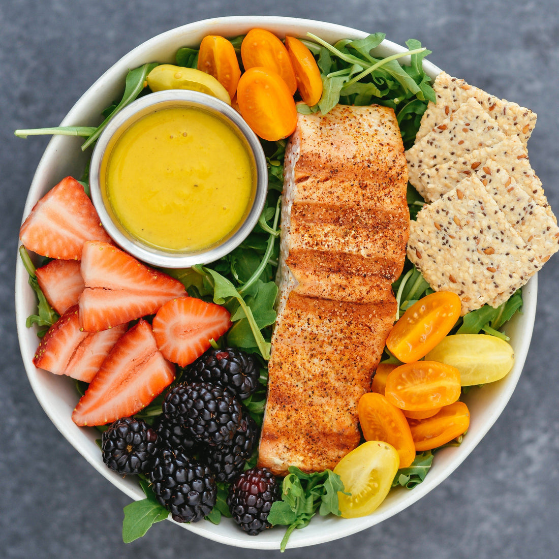 Summer King Salmon Salad with Tangy Mango Dressing