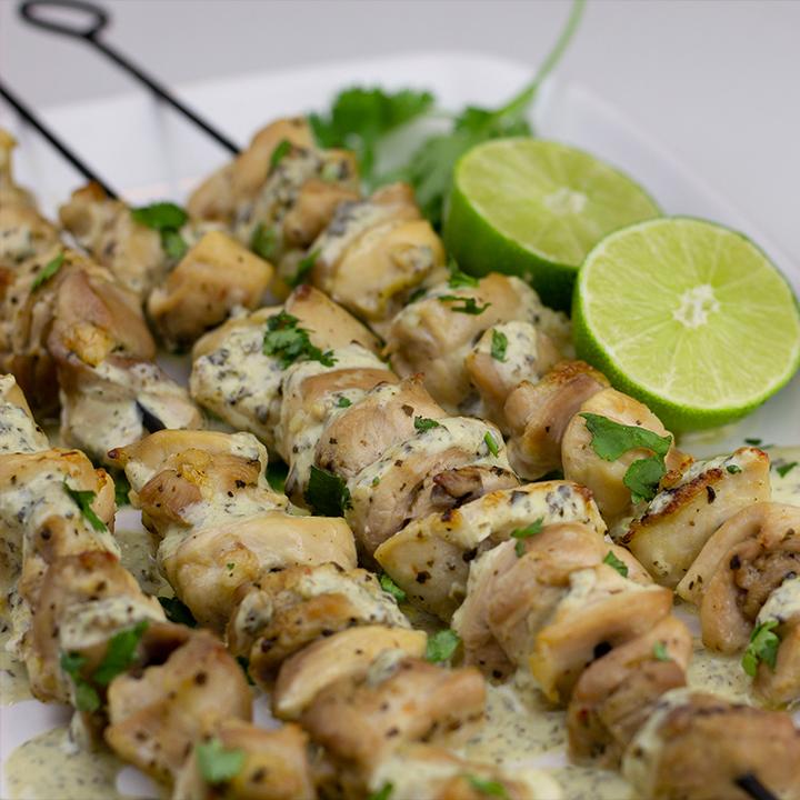 Whole30 Chicken Skewers with Creamy Cilantro Sauce