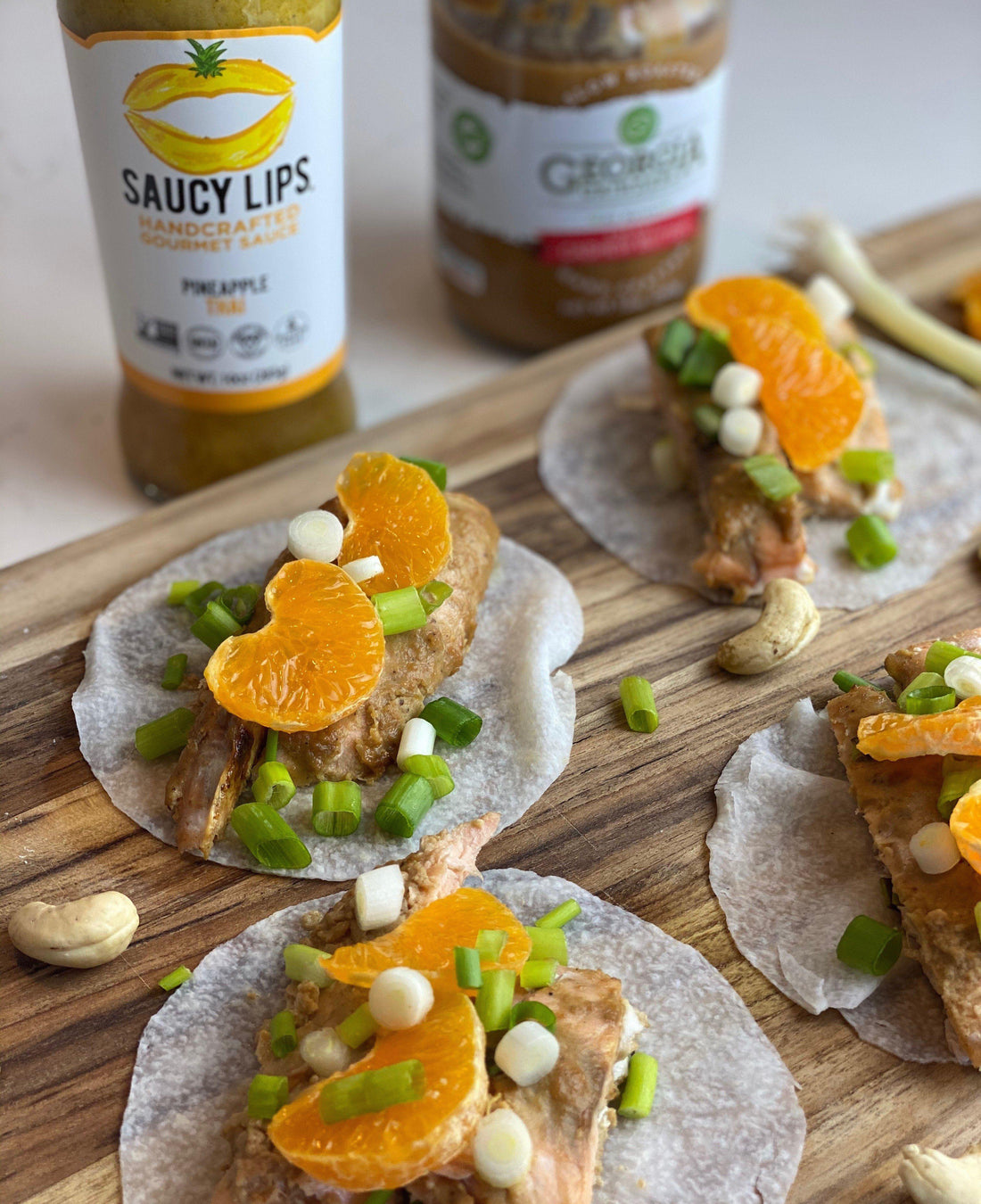 Whole30 Thai Salmon Tacos with Cashew Butter
