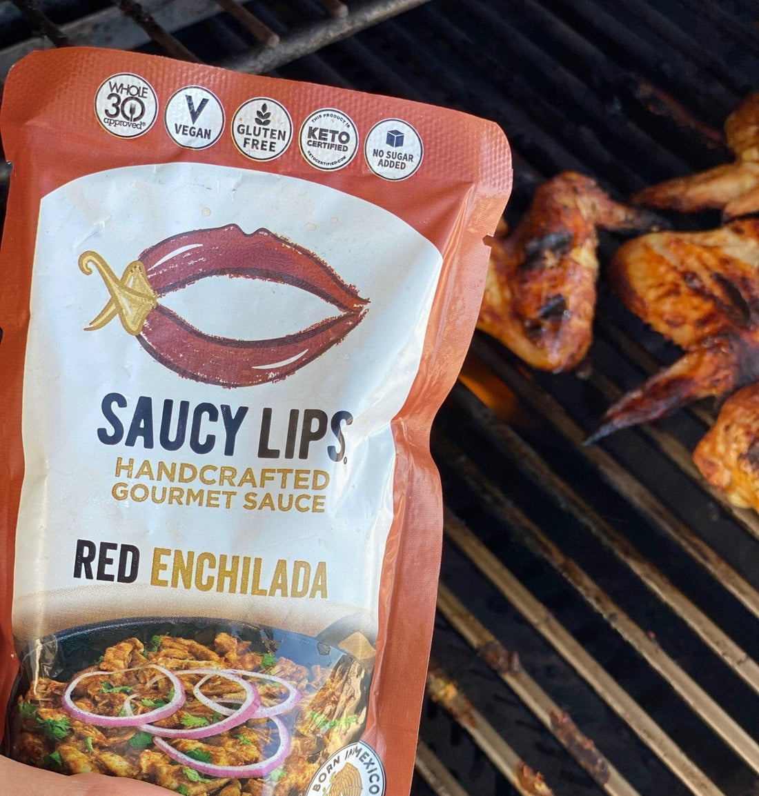 Wings in Red Enchilada Sauce - Saucy Lips Foods - Authentic Flavors from the Heart of México