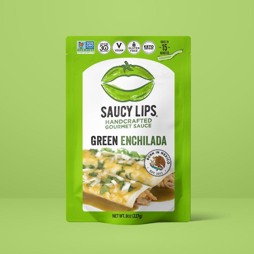 Saucy Lips Authentic Mexican Gourmet Green Enchilada Sauce (8 oz, Pack of 6)