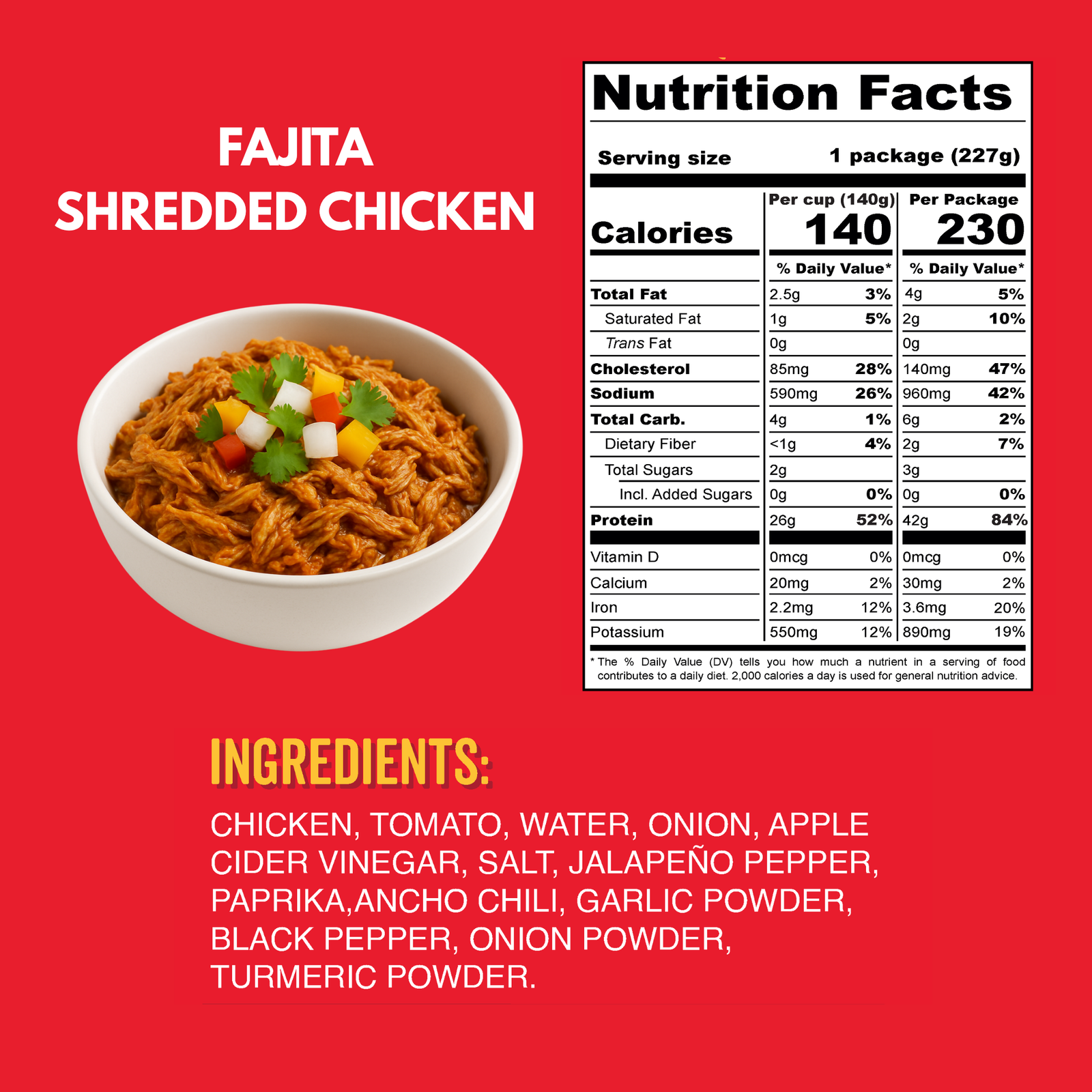 Fajita Chicken – 42g Protein | Ready in 90 Seconds